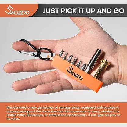 6PCS Orange 10-Hole Screwdriver Bit Holder with Carabiner,1/4" Hex Drill Storage Organizer,for All 1/4" Hex Shank Bit & Drill Storage Case