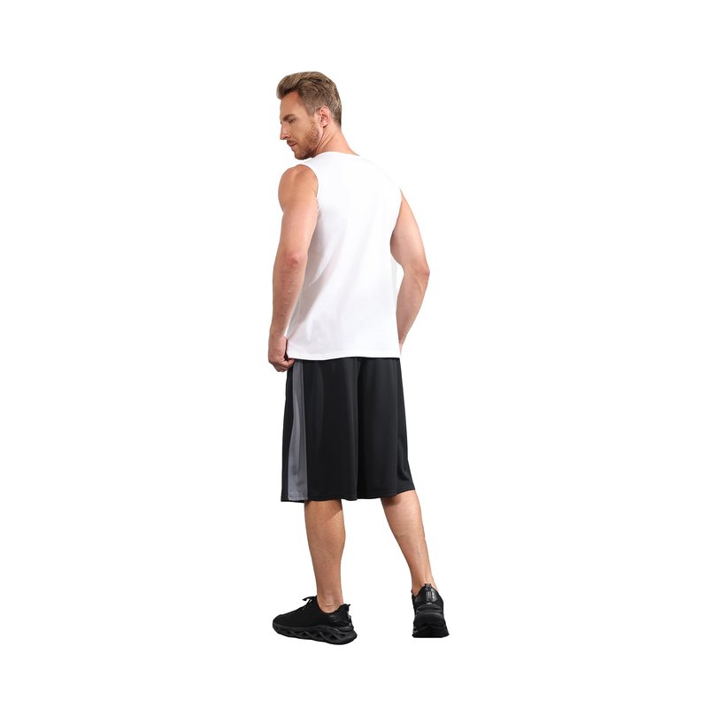 LukBerd 2 Pack Men's Long Athletic Shorts Basketball Workout Gym Shorts Below Knee Loose-Fit with Pockets XL