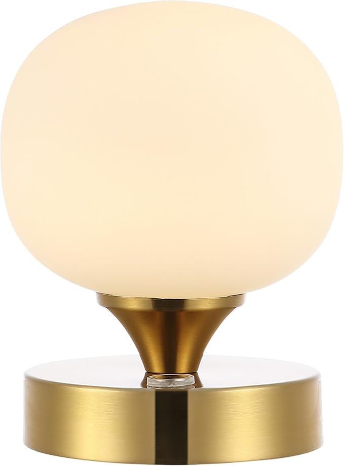 JONATHAN Y JYL7112C Owen 6.13" Modern Minimalist Iron Rechargeable Integrated LED Table Lamp Contemporary Bedside Desk Nightstand Lamp for Bedroom Living Room Office, Brass Gold/White