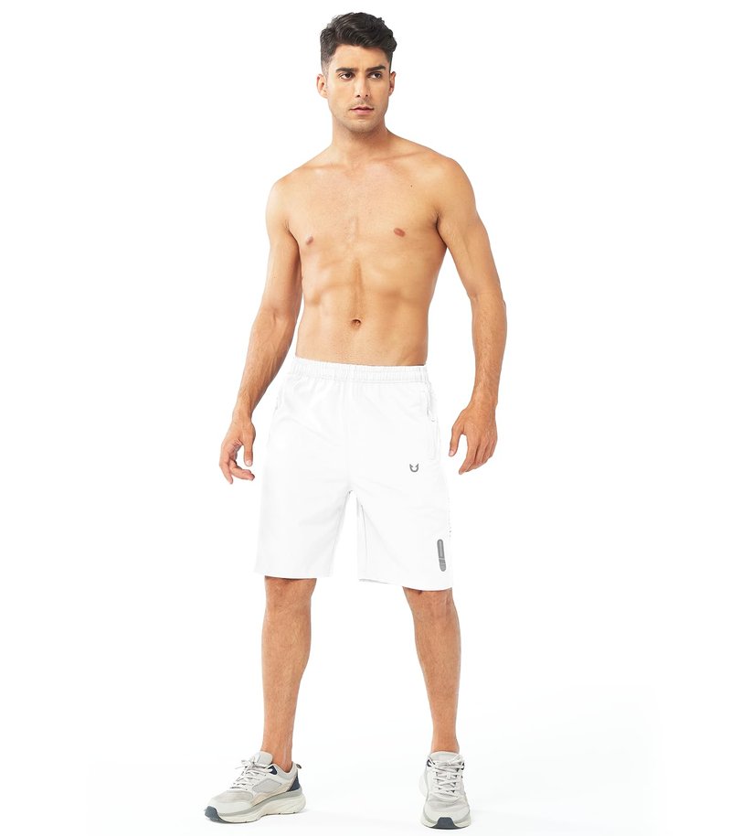 NORTHYARD Men's Athletic Running Shorts Quick Dry Workout Shorts 7"/ 5"/ 9" Lightweight Sports Gym Basketball Shorts Hiking Exercise WHITE-9inch S