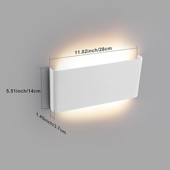 11" Modern LED vanity light,15W Dimmable 5 CCT (3000K-6500K) Adjustable Wall Lamp,Up and Down Wall Lighting,Indoor Wall Sconce for Bedroom,Staircase,Hallway,Dressing Table,1 Pack（White）