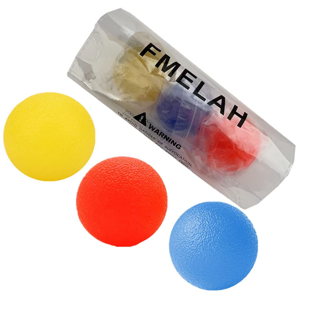 FMELAH 3 Resistance Levels Hand Exercise Balls, Stress Balls for Adults, Squeeze Balls for Physical Therapy, Hand Grip Strength Trainer Hand Squeezers for Strength, Wrist Forearm Finger Exerciser
