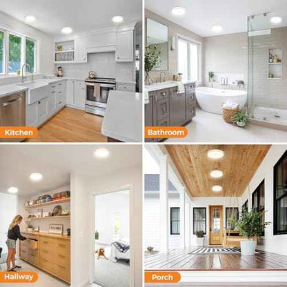 3 Pack Flush Mount Ceiling Light Fixtures - 3000K-4000K-6500K & 100W Equivalent Flat led Lights for Room Ceiling,12 Inch Ultra Thin Round White Ceiling Lights for Living Room,Bedroom,Kitchen,Bathroom