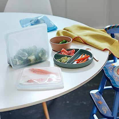 Stasher Premium Silicone Reusable Food Storage Bags, 4-Pack, Endangered Seas, Multi-Use Food Storage Bags, Lunch Bag, Travel Containers, BPA Free, Leak-free, Dishwasher-Safe, Eco-friendly