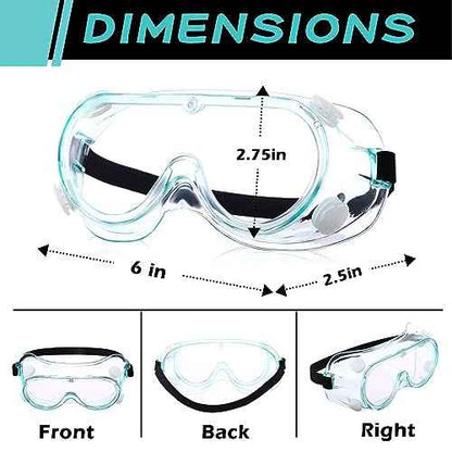 Yunsailing Protective Safety Goggles Lab Over Glasses Clear Anti Fog Eye Protection Goggles for Men Women
