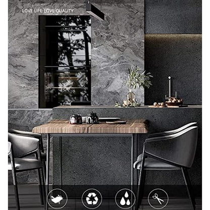 burgeliy 3D Grey Marble Vinyl Wrap Protector Auto Modification Wallpaper 15.8"x80" Classic Style, Waterproof, Heat-Resistant,Thickened Peel and Stick, Countertops, Cabinets, Self Adhesive Tint Film
