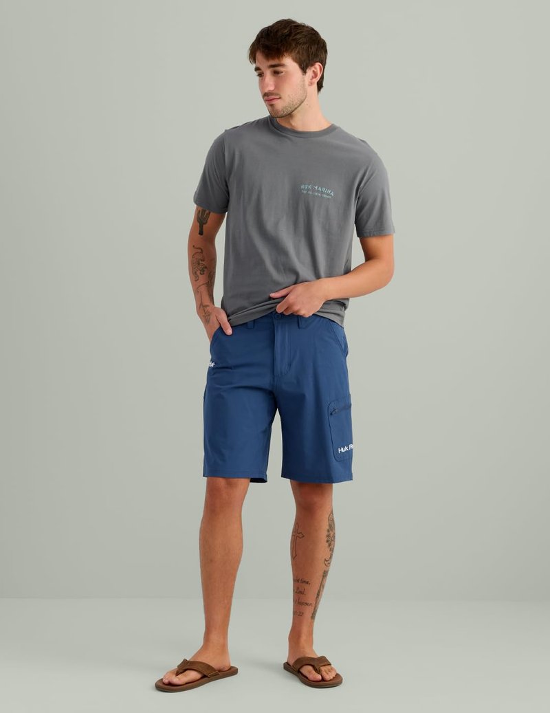 Huk Men's Next Level Quick-Drying Performance Fishing Shorts, Sargasso Sea-10.5", XL