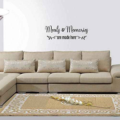 Meals & Memories are Made here - Pure Black Vinyl Separated Letters Dinner Room Kitchen Wall Decal Lettering Mural Art Words Stencil Motto
