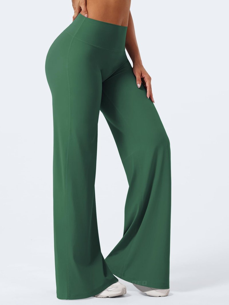 YEOREO Workout Leggings Womens No Front Seam Straight Leggings 35" High Waist Buttery Eddiy Gym Yoga Pants Dark Green XL