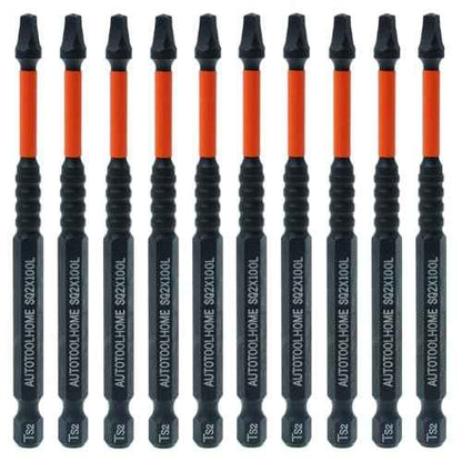 AUTOTOOLHOME 10 Pack #2 Square Driver Bit 4 inch Long Square Impact Drill Bit for Pocket Hole Jig System SQ2 Bits