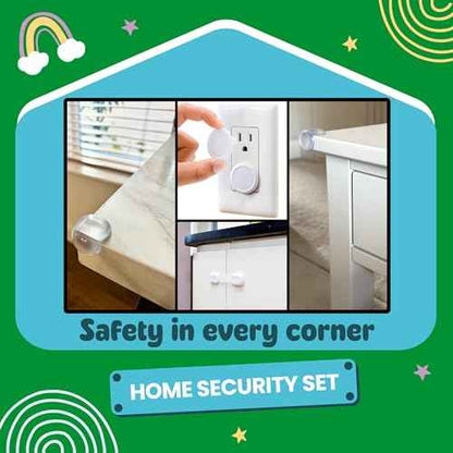 Booboo (42 Pack) Child Safety Baby Proofing Kit | x10 Cabinet Drawer Locks, x10 Corner Guards, x20 Outlet Covers, x2 Door Lever Lock | Baby Proof Your Home & Kitchen with No Trapped Fingers