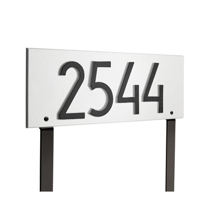 Whitehall Personalized Cast Metal Lawn Mounted Address Sign - The Mid-Century Modern Rectangle Plaque. Made in the USA. Display your address Custom house number sign.
