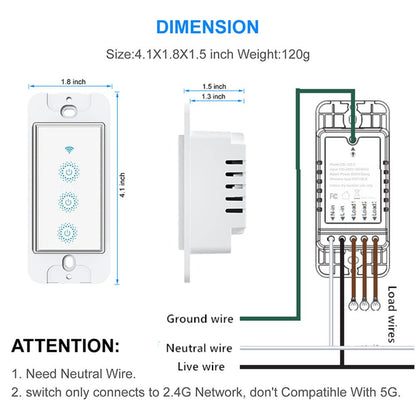 Nexete Smart Wi-Fi Double Light Switch, 2 in1 Single Pole Switch Compatible with Alexa Google Assistant & IFTTT,Remote Control, Timing Function No Hub Required (1-Pack Double)