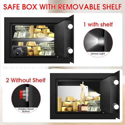 1.2 Cuft Safe Box Fireproof Waterproof, Digital Security Safes for Home Use Fire and Water Proof with Combination Lock, Alarm System and Removable Shelf, Anti-Theft Document Safes For Money, Jewelry