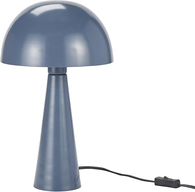 Nourison Home 16" Bluish Grey Metal Mushroom Table Lamp, Modern, Retro, Desk Light for Bedroom, Dining, Office, Entryway