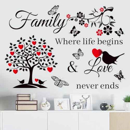 CASADECOR Family Wall Decor Stickers for Living Room - Inspirational Home Decal Background Art, Red