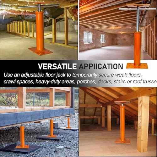 House Jacks for Leveling, 2 PCS Adjustable Jack Post 11"-17" Basement Floor Jack, Screw Floor Jack Post Supports Stabilizer Jacks for House Foundation, Stairs, Porches, Roof Beams
