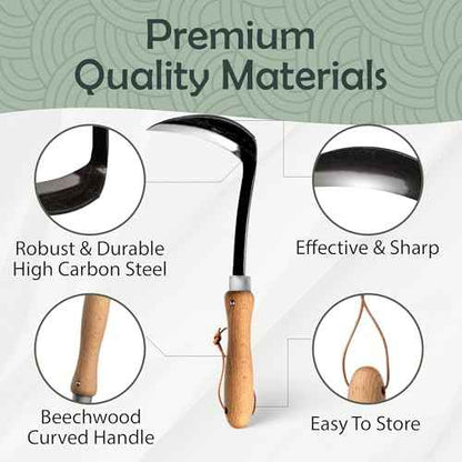 Muldale Japanese Weeding Sickle ? Curved Razor Hand Hoe Garden Tool with Ergonomic Wooden Handle for Easy Manual Weeding & Gardening