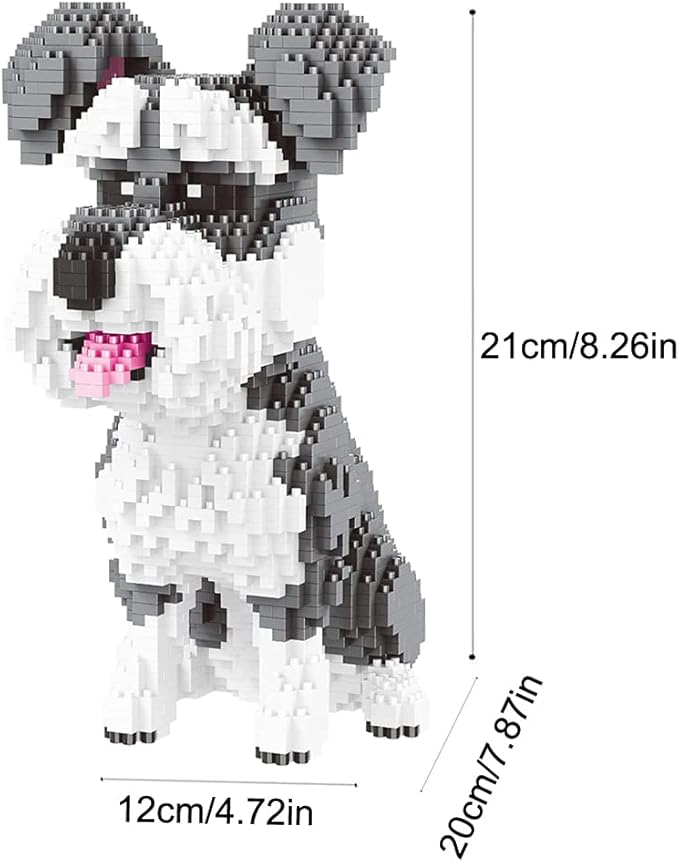Mini Dog Building Blocks Pet Building Toy Bricks Micro Mini Blocks 3D Puzzle Building Blocks Set Toys Gifts for Kids or Adult Schnauzer (Big) 2100PCS