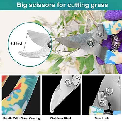 Garden Tool Set, Stainless Steel Heavy Duty Gardening Tools 30 PCS w/Floral Print, Trowel Rake Weeder Pruner Shears Sprayer Digging Claw Gloves, Ideal Gardening Set for Women