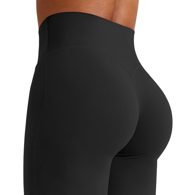 YEOREO Workout Leggings Womens No Front Seam Straight Leggings 33" Thin Fleece High Waist Buttery Eddiy Gym Yoga Pants Black M