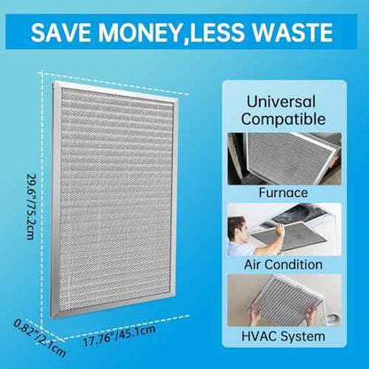 UBeesize 18x30x1 Reusable Electrostatic Air Filter HVAC AC Furnace Filter,MERV 8,Washable, Lasts a Lifetime,Permanent Air Filter,Breathe Fresher,Home And Office(Actual Size:17.5x29.65x0.82 Inch)