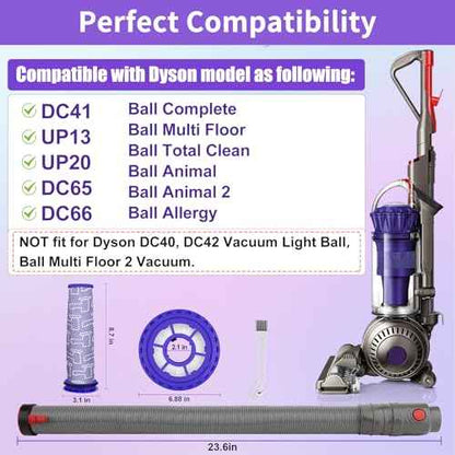 DC41 Replacement Hose and Filter Kit Compatible with Dyson DC41, DC65, DC66, UP13, UP20, Ball, Ball 2 Vacuums, Replace Parts # 920769-01 & 920640-01