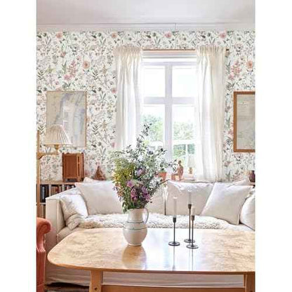 Orainege Pink Floral Peel and Stick Wallpaper Removable Self Adhesive Wallpaper 16.9inx118.1in Modern Wall Paper for Bedroom Bathroom Green Leaf Contact Paper for Cabinets