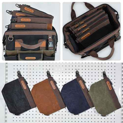 WELKINLAND Waxed Canvas Tool Pouch, 4PCS-Set Tool Pouches, 10Inch Tool Pouches with Zipper, Heavy-Duty Electrician Bags, Canvas Tool Bags, Canvas Zipper Tool Pouch,Electricians Tool Bags and Pouches