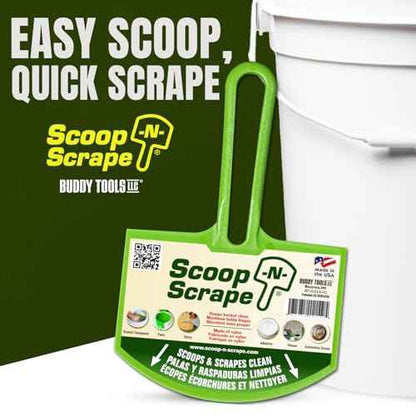Buddy Tools Scoop-N-Scrape - Efficient Bucket Scoop for 5-Gallon - Lightweight and Durable Curved Bucket Trowel - Made with Heavy-Duty Nylon - Scrapes Clean, No More Shavings