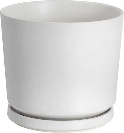 Ekirlin 5 inch Plant Pots,Ceramic Flower Planters Indoor,Modern Succulents Containers with Drain Hole Saucer,Decorate Home,Office & Outdoor (White)