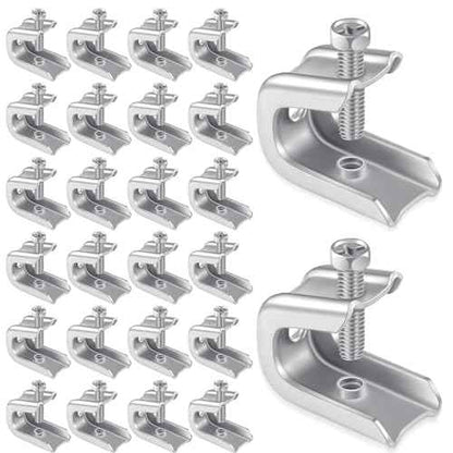 Hicarer 25 Pcs 1/4" x 20 Beam Clamp Steel Screw in Hooks for Flanges Strong Threaded Rod Wire Ring with Harden Point Screws