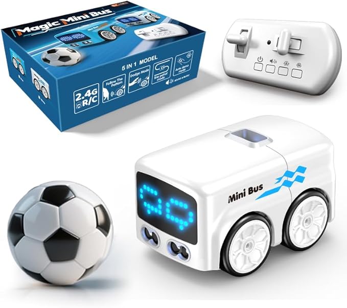 jaming RC Mini Bus2.4G Remote Control Car Vehicles City Buses Toy Classic Baby Vehicle Remote Control Car with LED Lights and Gesture Sensing Bus Toy Gift for Children Kids Boys Girls (White)