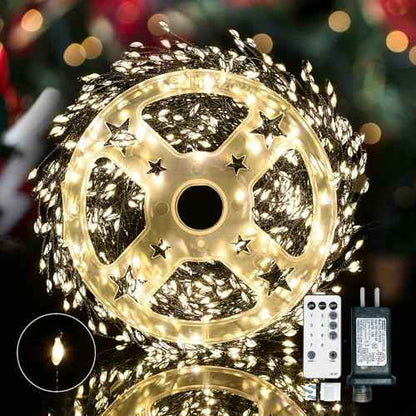 Dailyart Fairy Lights Plug in, 1000 Led Twinkle String Light with Remote 75Ft Waterproof 8 Modes Warm Cluster Lights with Timer for Bedroom Wreath Window Wedding Christmas Tree Decoration,Black Wire