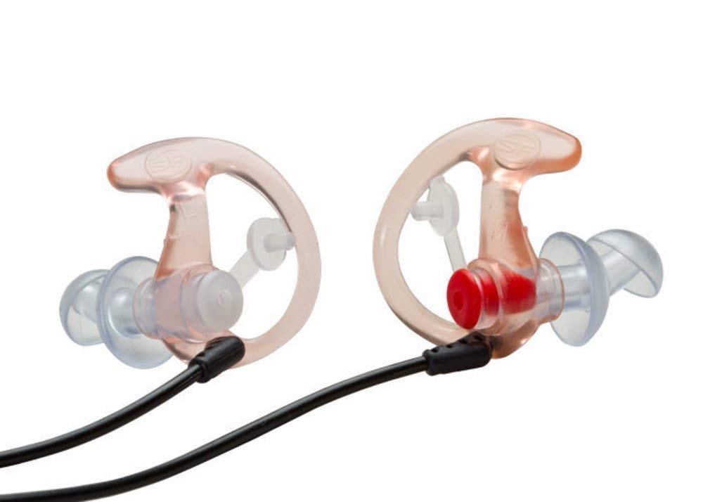 SureFire EP3 Sonic Defenders filtered Earplugs, double flanged design, reusable, Clear, Medium