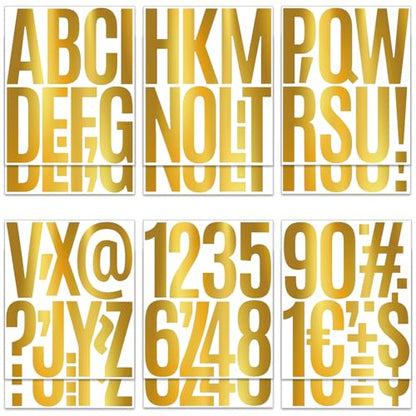 5 Inch Gold Letter Stickers Large, 12 Sheets 122 Pcs Big Alphabet Number Stickers,Vinyl Self Adhesive Letter and Number Decals for Party Decor Poster Board Home Wall Decor Bulletin Board (Gold)