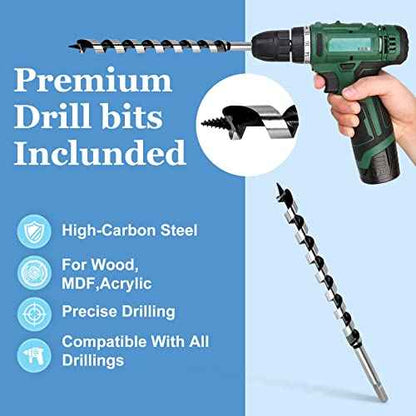 Ship Auger Drill Bit 19 x 300mm (Approximate 3/4 x 12 Inch), Wood Auger Bit with 11mm Hex Shank