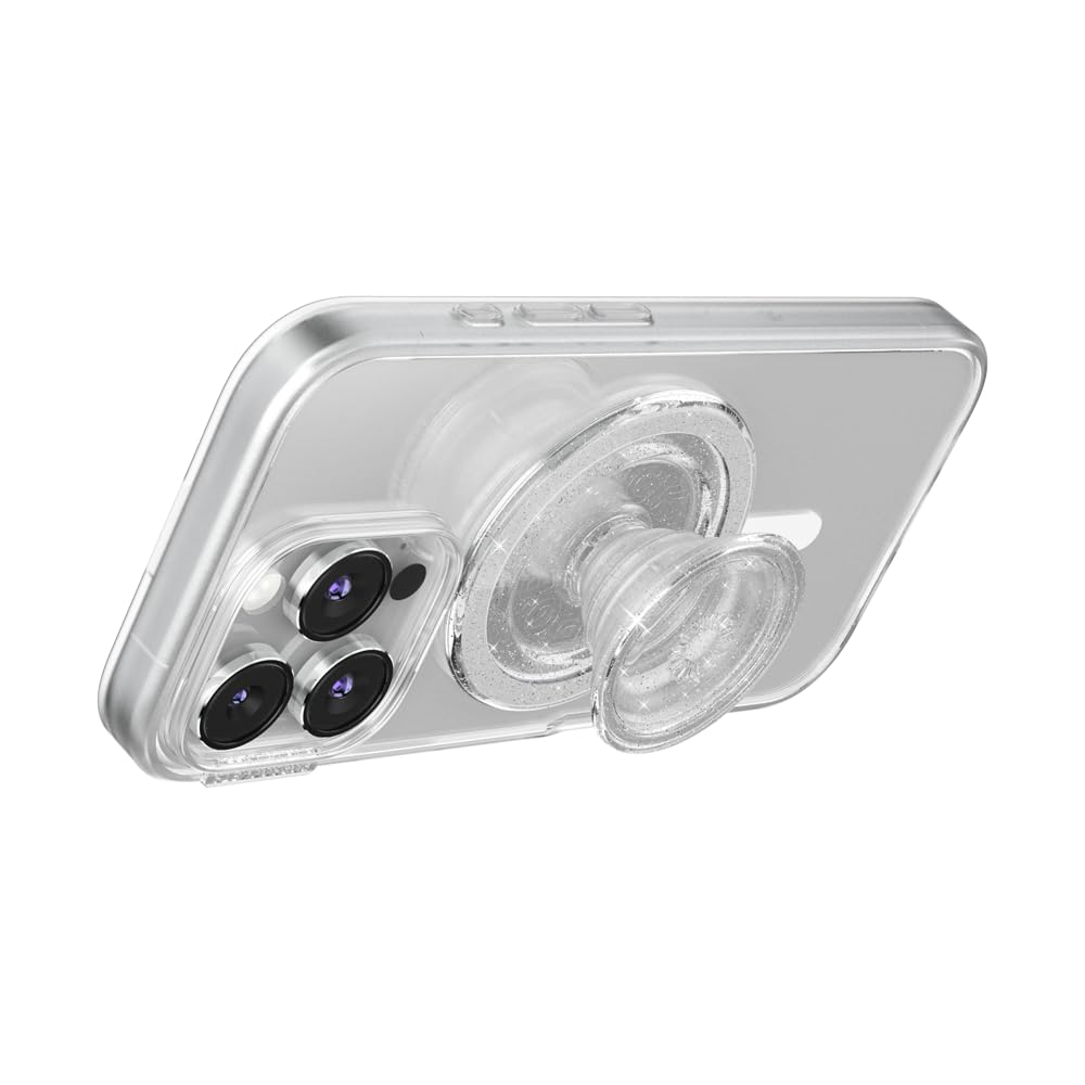 PopSockets Phone Grip for MagSafe with Kickstand, Magnetic Stand, Swappable Top, Secure Hold for iPhone MagSafe Cases, Phone & Tablet Grip - Clear