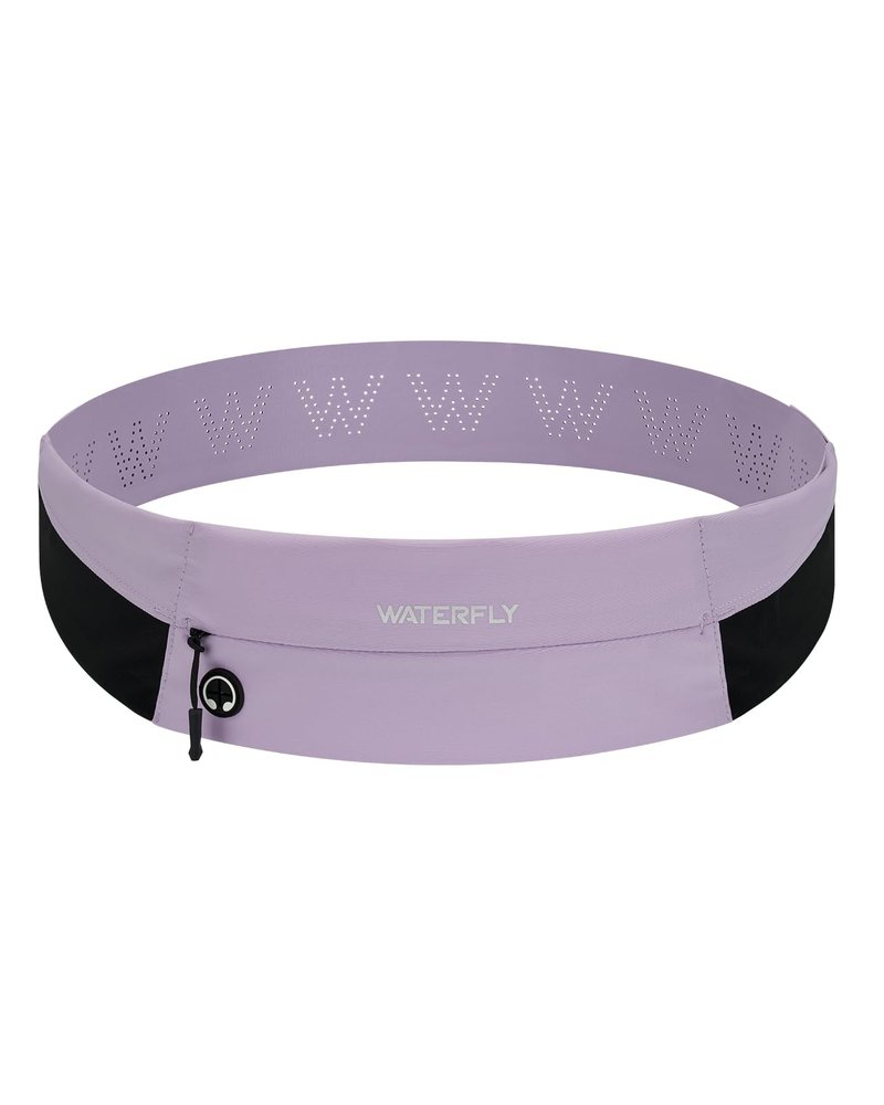 WATERFLY Running Belt Fanny Pack: Slim Waist Bag for Men Women, Workout Fitness Phone Holder for Exercise Marathon Jogging-Purple