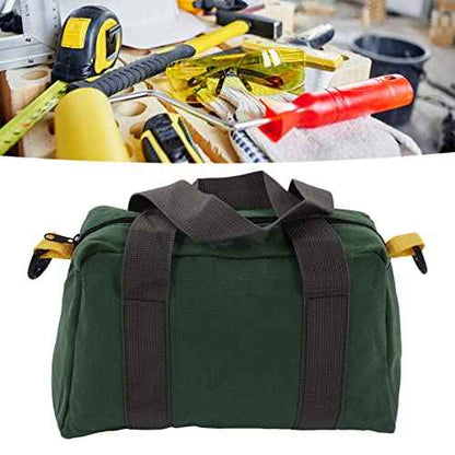 14-Inch Wide Mouth Tool Bag, Portable Canvas Tool Bag High Capacity Tool Storage Bag Power Tool Organizer Pouch for Vehicle Maintenance Carpentry Technicians (14in)