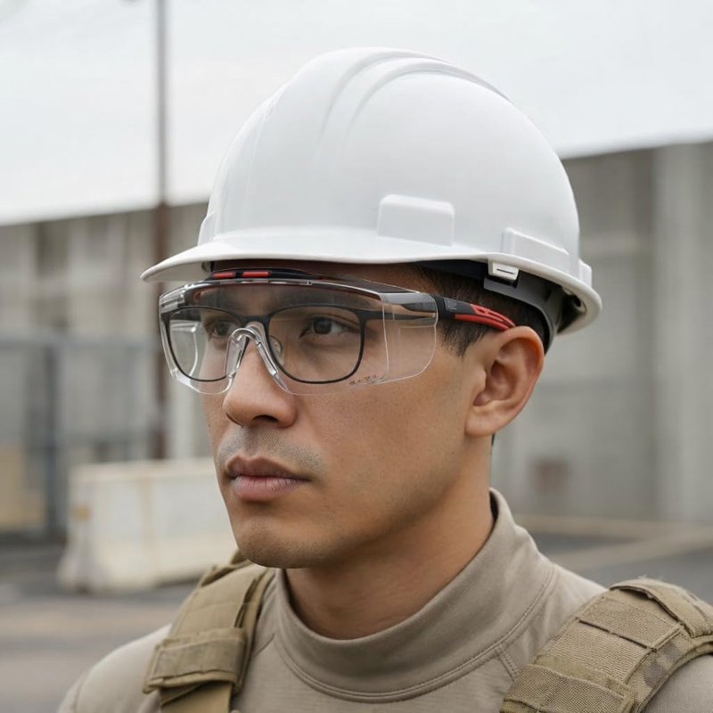 HTS HUNTERSKY 3906 ANSI Z87.1+ Anti Fog Lab Over Eyeglasses Safety Glasses Smoke Tinted Impact Resistant Lens Integrated Side Shields UV Protective OTG Goggles