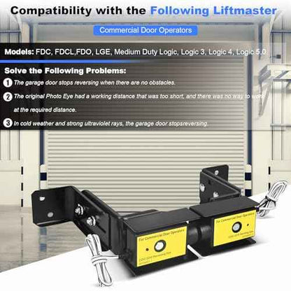 CPS-U Commercial Photo Eyes Compatible with LiftMaster CPS-U Safety Sensors Door Operators,Fit for LiftMaster Models FDC, FDCL, FDO, LGE, Medium Duty Logic, Logic 3, Logic 4, Logic 5.0