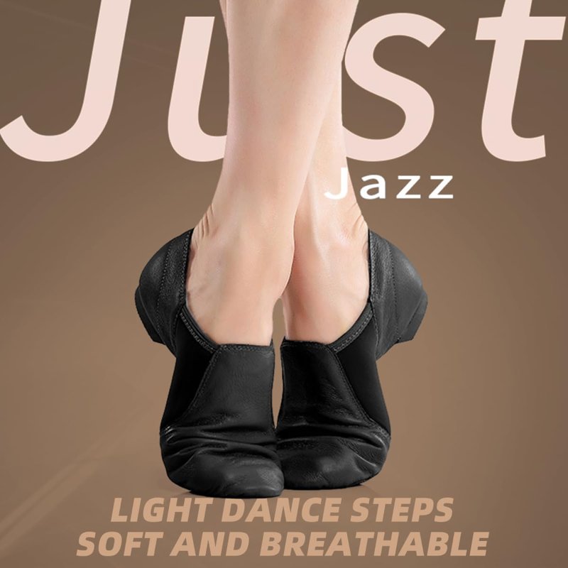 Prcfurdcge Jazz Shoes for Women Men PU Leather Unisex Slip-On Dance Shoes Black 10M
