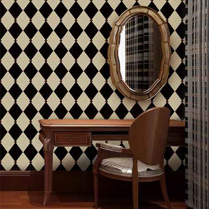 Simon&Siff Retro Checkered Peel and Stick Wallpaper Black and White Wallpaper Vintage Plaid British Geometric Wall Paper for Bathroom Kitchen Cabinet Contact Paper 17.3"x78"