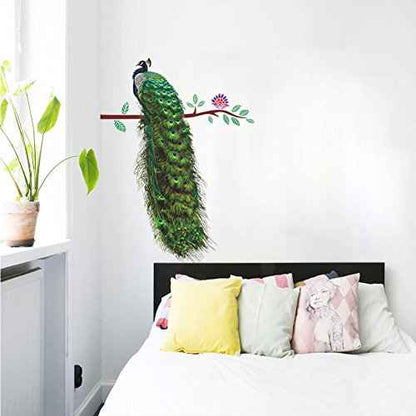 Nature Series Flower Peacock Garden Vinyl Removable DIY Wall Art Mural Sticker Decor Decal - Lady's Bedroom Office Sitting Living Room Hallway Kitchen Glass Door Window Nursery 26"H X 23"W