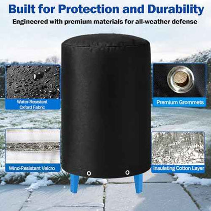 24"D x 34"H Round Well Pressure Tank Cover(5¡ÆF) - Insulated Well Pump Cover, Thickened 3 Layers Water Well Tank Covers for Outdoor Winter Freeze Protection (Black)