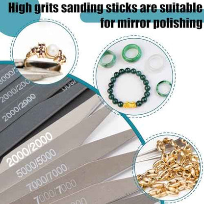 Honoson 10 Pcs Sanding Sticks Buffing Sanding Sticks for Plastic Models Assorted Grits Crafts Metal Wood Sandpaper Tools(Low Grits Rating,Double Angle Shape)