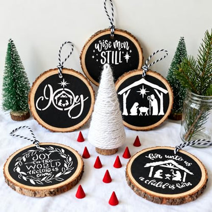 Nativity Christmas Stencils ? 16PCS Reusable Templates for Painting on Wood, Cookies, Ornaments, Glass & DIY Crafts Holiday Party Decorations