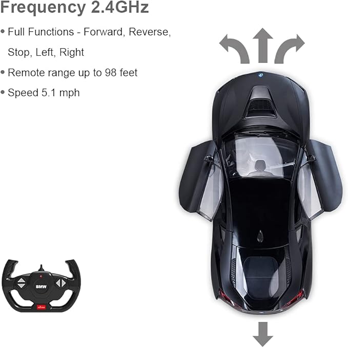 RASTAR Remote Control Car 1:14 BMW i8 Radio Remote Control Racing RC Toy Car Model Vehicle Open Doors by RC MattBlack