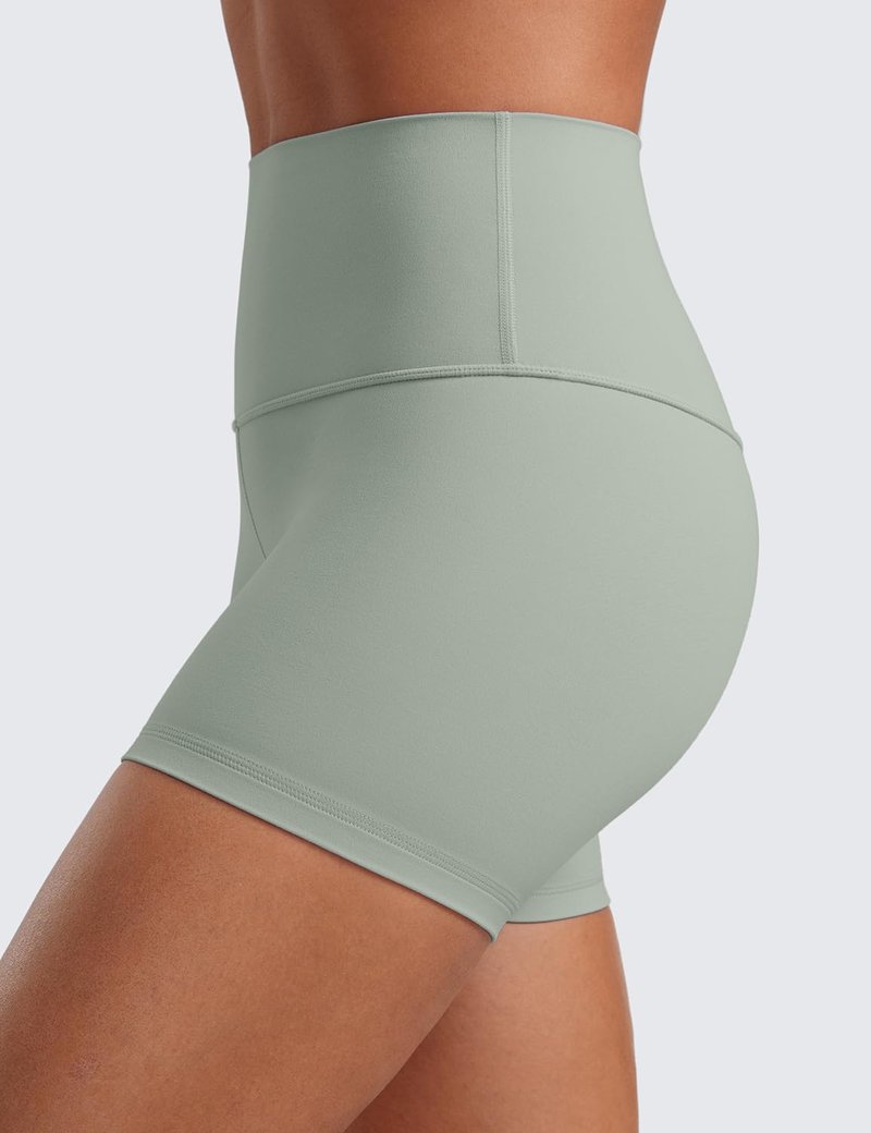 CRZ YOGA Butterluxe Biker Shorts 4'' - High Waisted Booty Workout Volleyball Yoga Womens Spandex Green Palm Court Small
